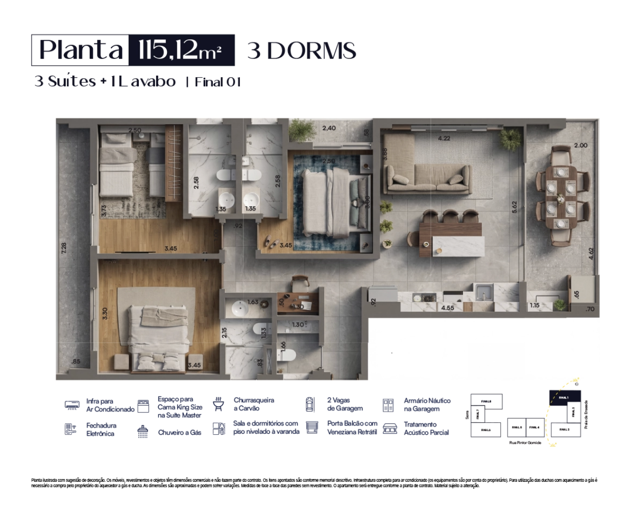 Planta 115 m²
